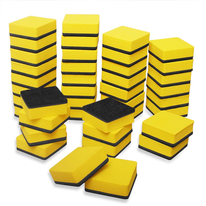 Heqishun 40 Pack Magnetic Whiteboard Dry Eraser Dry Erase Erasers Bulk Chalkboard Eraser Cleaner for Classroom, Office (2 x 2 inch, Yellow) - Image 1